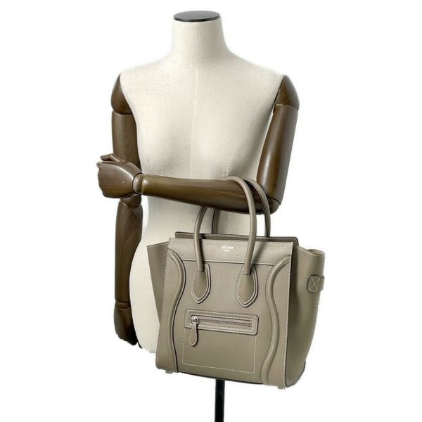 セリーヌ ハンドバッグ ラゲージ マイクロショッパー レザー 189793  CELINE バッグ グレージュ