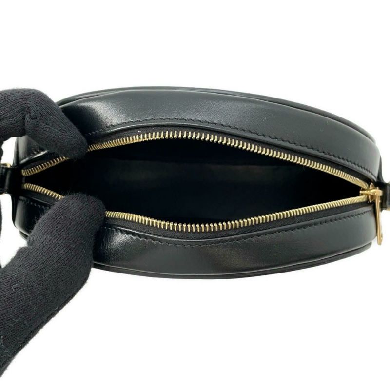 セリーヌ ショルダーバッグ キュイルトリオンフ オーバル レザー 10I70 3DPQ CELINE ポシェット  黒