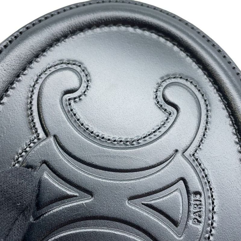 セリーヌ ショルダーバッグ キュイルトリオンフ オーバル レザー 10I70 3DPQ CELINE ポシェット  黒