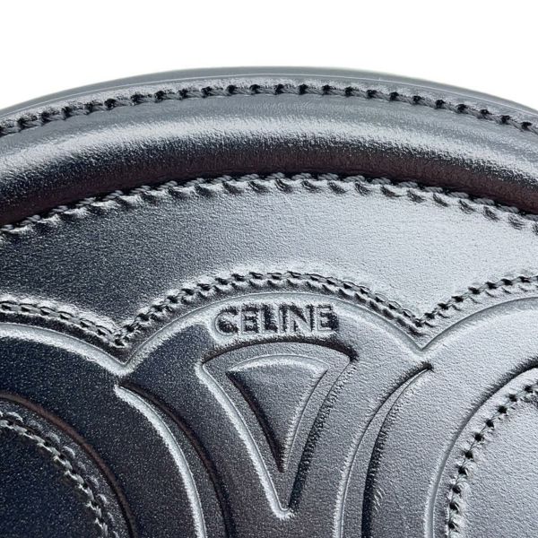 セリーヌ ショルダーバッグ キュイルトリオンフ オーバル レザー 10I70 3DPQ CELINE ポシェット  黒