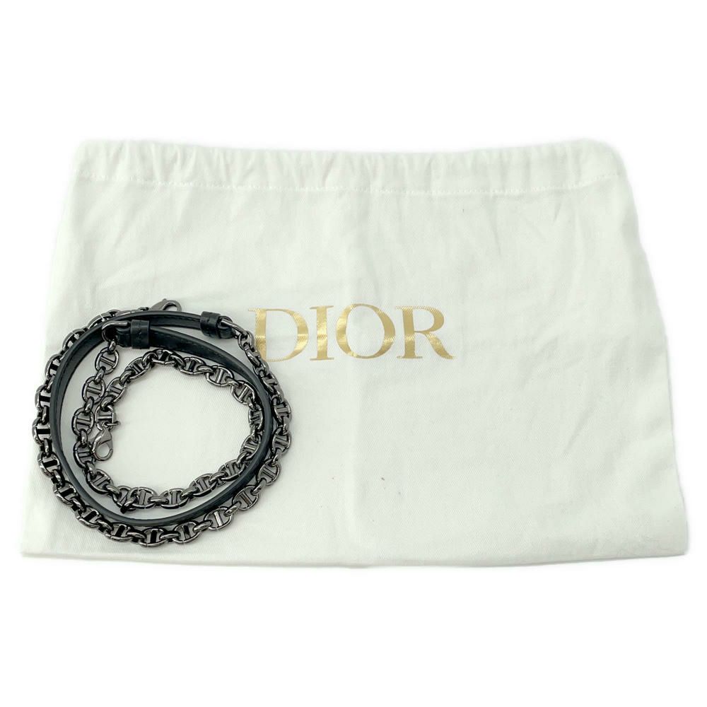 ディオール チェーンショルダーバッグ カロ カナージュ スタッズ レザー Christian Dior 財布 黒