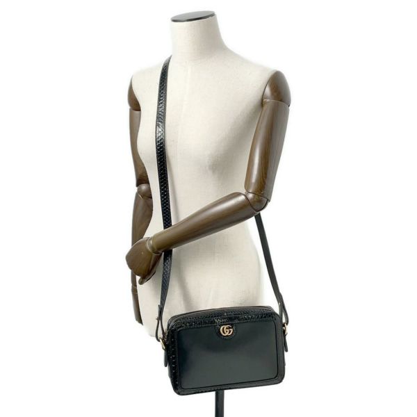 グッチ ショルダーバッグ GGマーモント パイソン 710861 GUCCI 2wayクラッチバッグ 黒