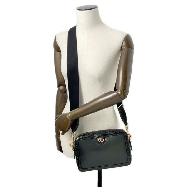 グッチ ショルダーバッグ GGマーモント パイソン 710861 GUCCI 2wayクラッチバッグ 黒
