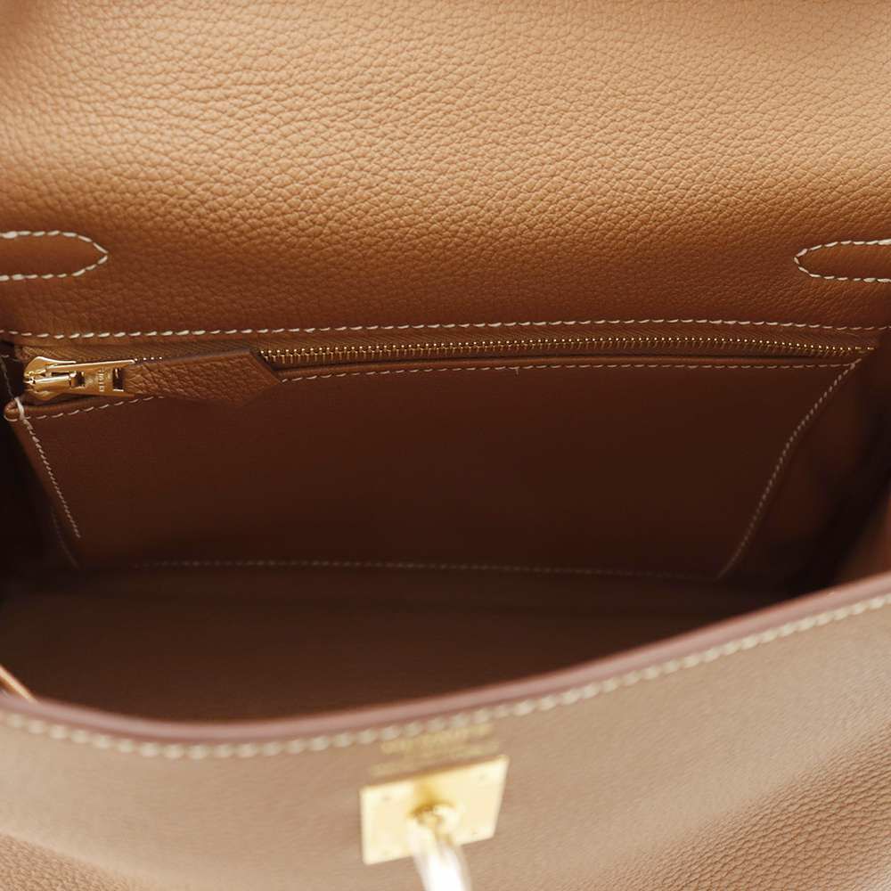 エルメス ハンドバッグ ケリー25 内縫い ゴールド/ゴールド金具 トゴ K刻印 2wayショルダー