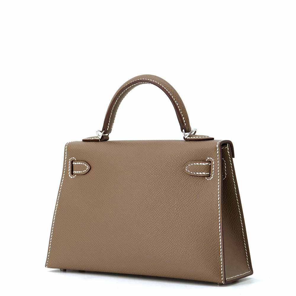 エルメス ハンドバッグ ミニケリー2 外縫い エトゥープ/シルバー金具 エプソン K刻印 HERMES 2wayショルダー