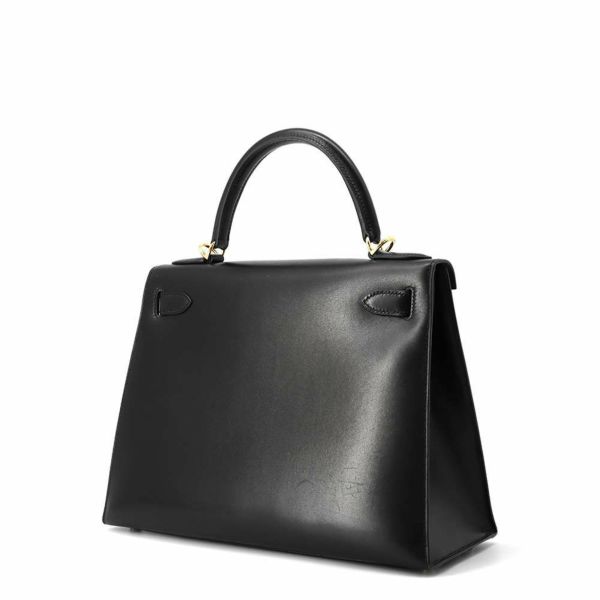 エルメス ハンドバッグ ケリー28 外縫い ブラック/ゴールド金具 ボックスカーフ □C刻印 HERMES Kelly 2wayバッグ 黒