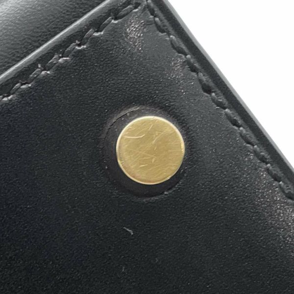 エルメス ハンドバッグ ケリー28 外縫い ブラック/ゴールド金具 ボックスカーフ □C刻印 HERMES Kelly 2wayバッグ 黒