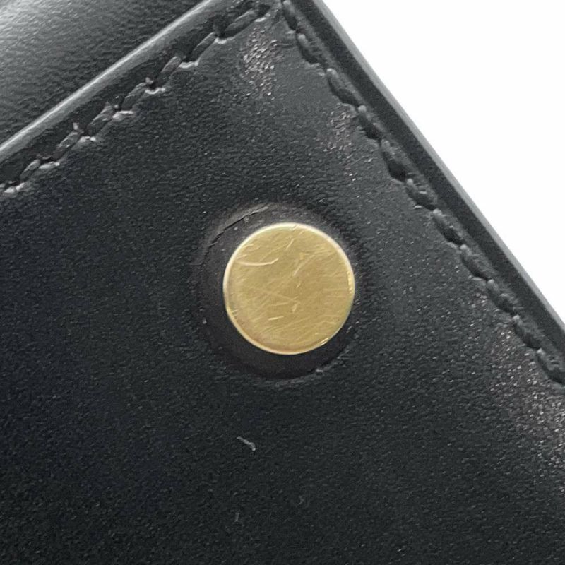 エルメス ハンドバッグ ケリー28 外縫い ブラック/ゴールド金具 ボックスカーフ □C刻印 HERMES Kelly 2wayバッグ 黒