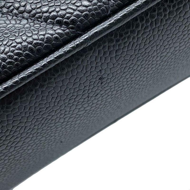 シャネル チェーントートバッグ マトラッセ ココマークターンロック キャビアスキン CHANEL 黒