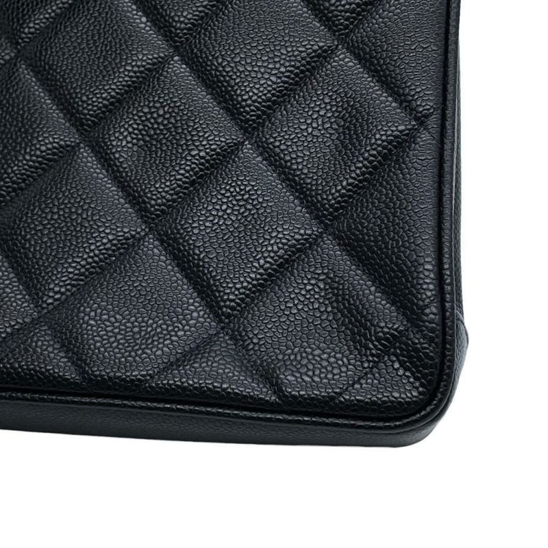 シャネル チェーントートバッグ マトラッセ ココマークターンロック キャビアスキン CHANEL 黒