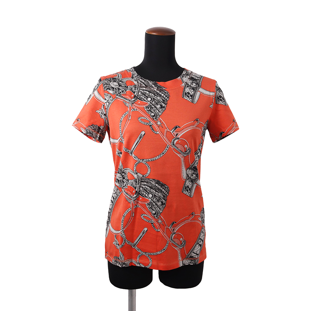 エルメス Tシャツ 総柄 コットン レディースサイズ38 HERMES アパレル  