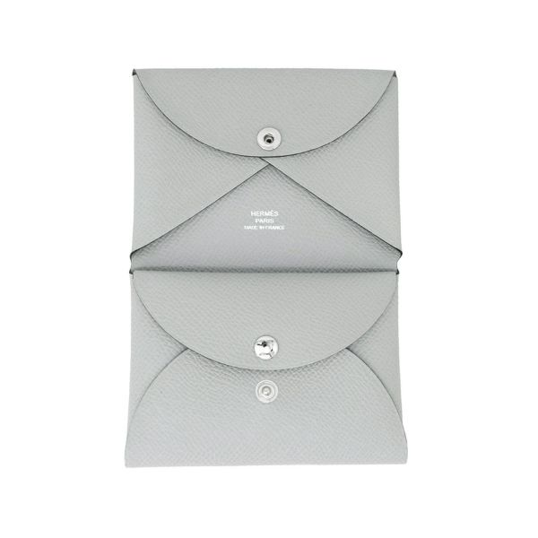 エルメス コインケース カルヴィ デュオ ブルーグラシエ/シルバー金具 エプソン K刻印 財布