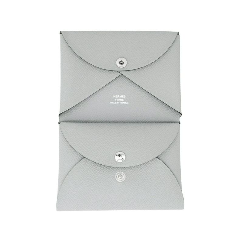 エルメス コインケース カルヴィ デュオ ブルーグラシエ/シルバー金具 エプソン K刻印 財布