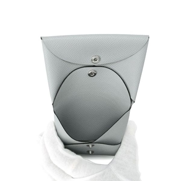 エルメス コインケース カルヴィ デュオ ブルーグラシエ/シルバー金具 エプソン K刻印 財布