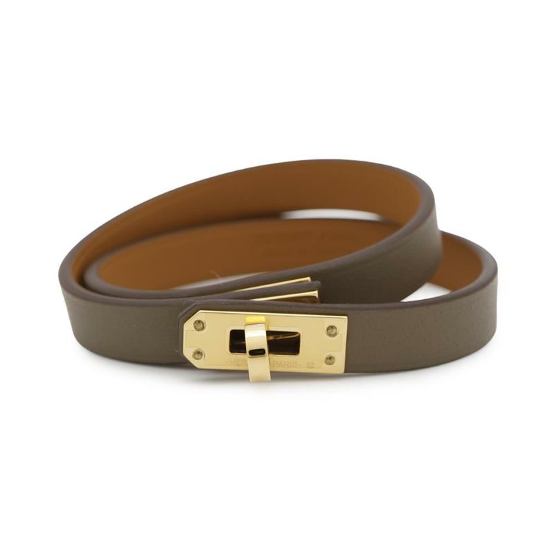 ルメス ブレスレット ミニ・ケリー・ドゥブルトゥール エトゥープ/ゴールド金具 スイフト U刻印 サイズT2