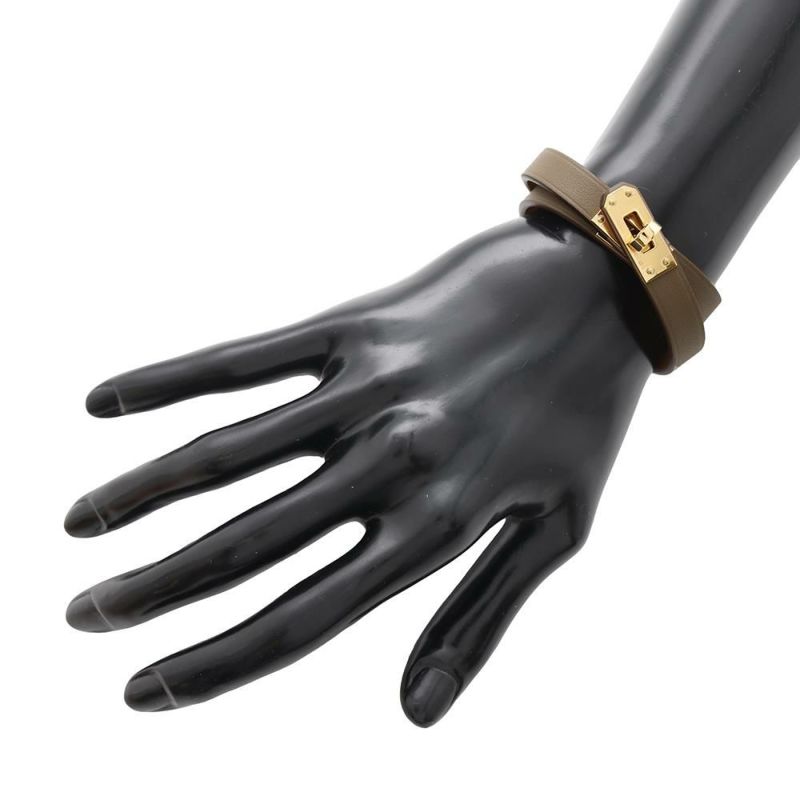 ルメス ブレスレット ミニ・ケリー・ドゥブルトゥール エトゥープ/ゴールド金具 スイフト U刻印 サイズT2