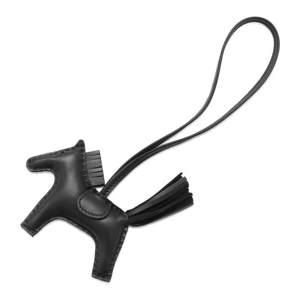 エルメス バッグチャーム ロデオ PM ブラック ラムスキン U刻印 HERMES ソーブラック