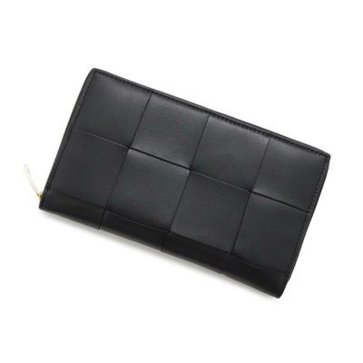 ボッテガヴェネタ 長財布 イントレチャート パイソン風 黒×緑色