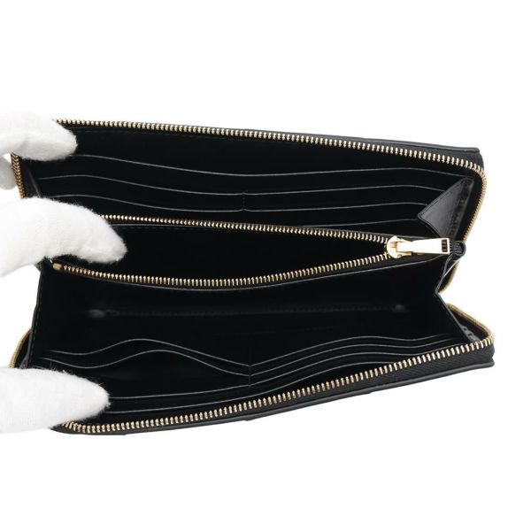 ボッテガヴェネタ 長財布 カセット マキシイントレチャート 649607 BOTTEGA VENETA ラウンドファスナー 財布 黒
