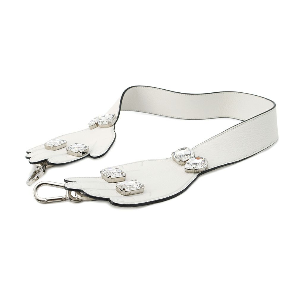 ロエベ ショルダーストラップ ハンドモチーフ レザー ビジュー LOEWE バッグストラップ 白