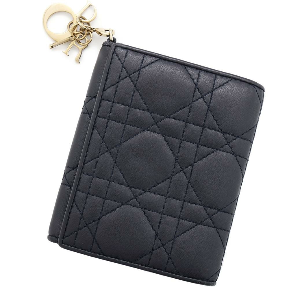 クリスチャン・ディオール 二つ折り財布 レディディオール カナージュ ラムスキン Christian Dior