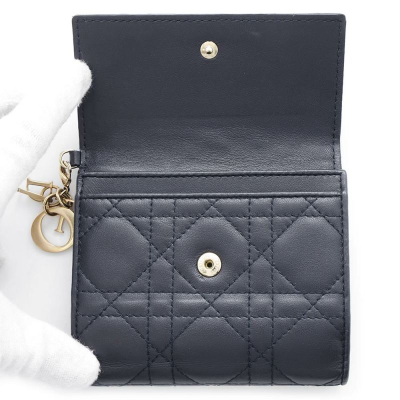 クリスチャン・ディオール 二つ折り財布 レディディオール カナージュ ラムスキン Christian Dior