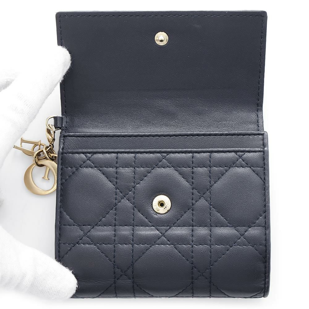 クリスチャン・ディオール 二つ折り財布 レディディオール カナージュ ラムスキン Christian Dior