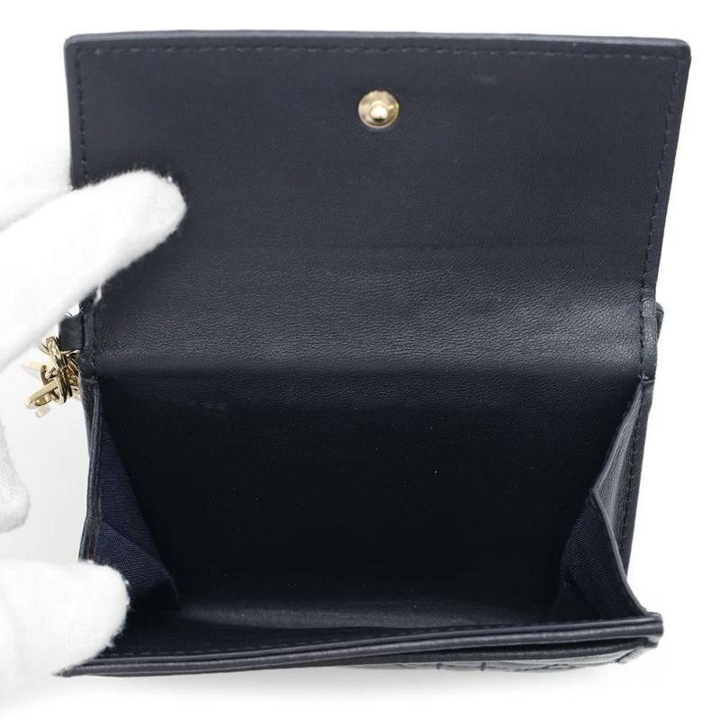 クリスチャン・ディオール 二つ折り財布 レディディオール カナージュ ラムスキン Christian Dior