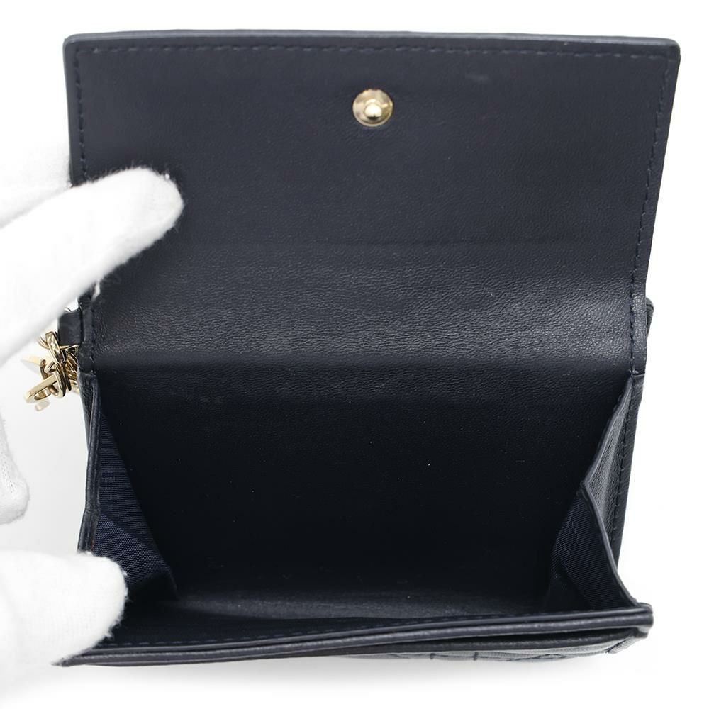 クリスチャン・ディオール 二つ折り財布 レディディオール カナージュ ラムスキン Christian Dior