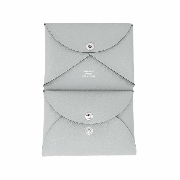 エルメス コインケース カルヴィ デュオ ブルーグラシエ/シルバー金具 エプソン K刻印 財布