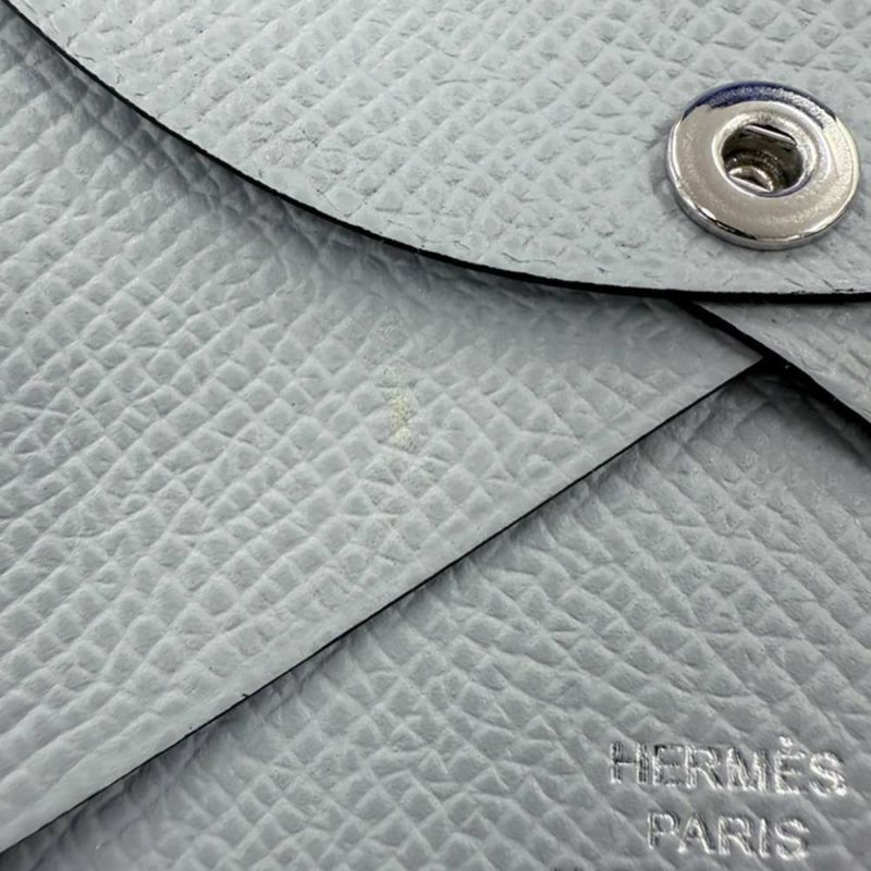 エルメス コインケース カルヴィ デュオ ブルーグラシエ/シルバー金具 エプソン K刻印 財布