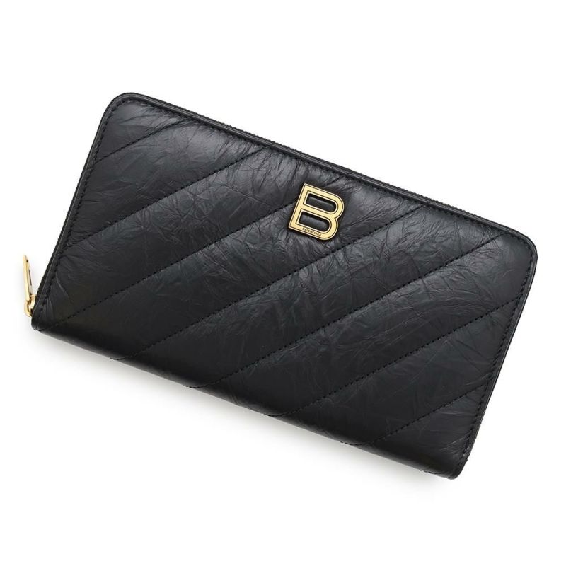 バレンシアガ 長財布 クラッシュ コンチネンタル ウォレット カーフレザー 766447 BALENCIAGA 黒