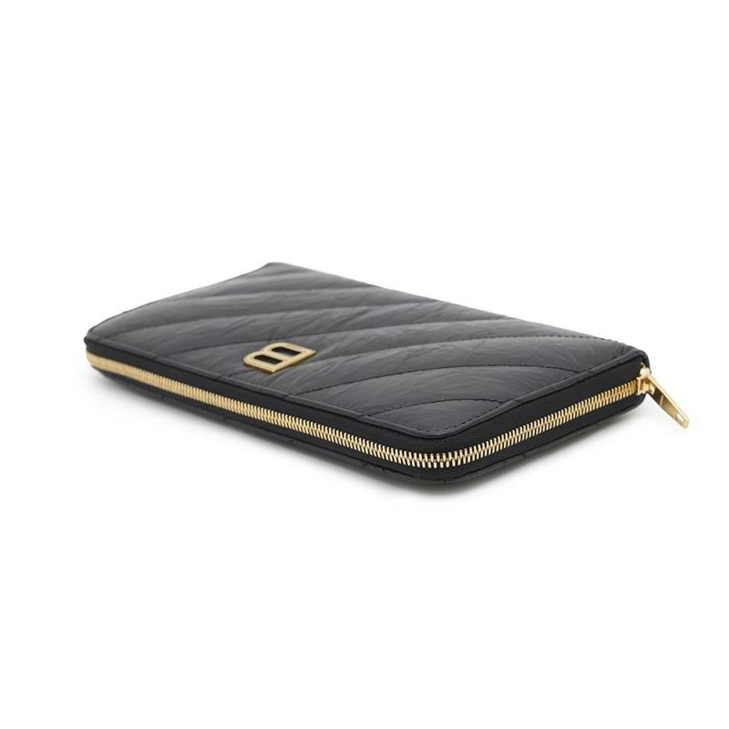 バレンシアガ 長財布 クラッシュ コンチネンタル ウォレット カーフレザー 766447 BALENCIAGA 黒