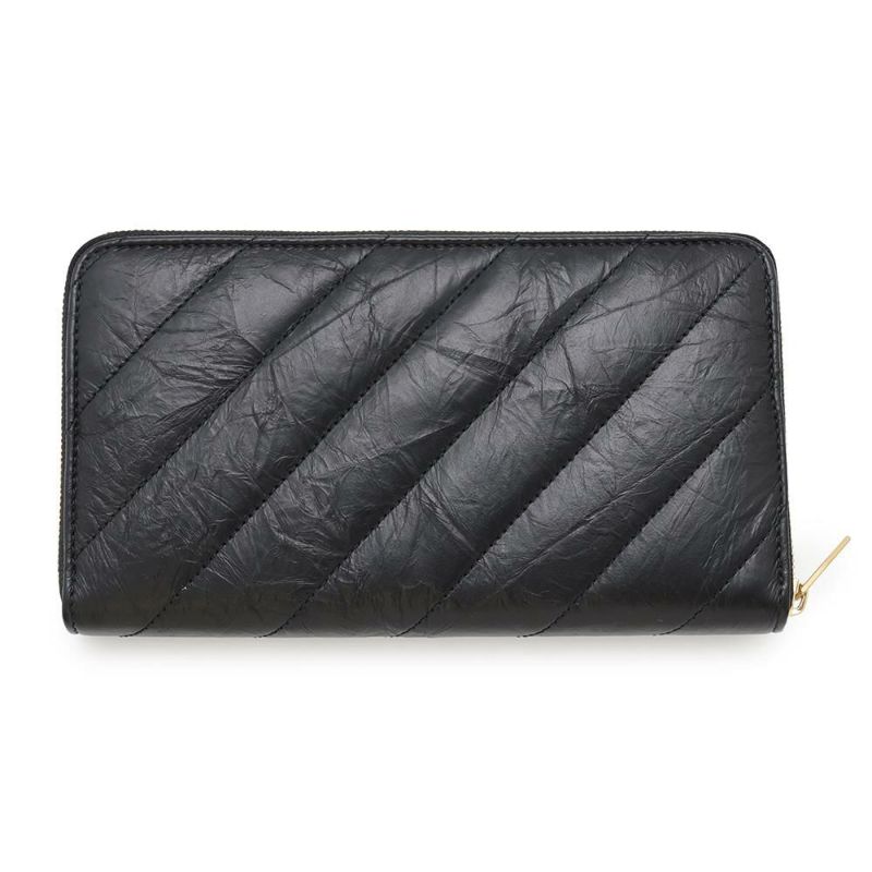 バレンシアガ 長財布 クラッシュ コンチネンタル ウォレット カーフレザー 766447 BALENCIAGA 黒