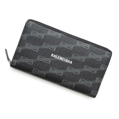 バレンシアガ　長財布　ラウンドファスナー　シワ加工　レザー　ブラック BALENCIAGA バレンシアガ 財布 長財布 ラウンドファスナー 小銭