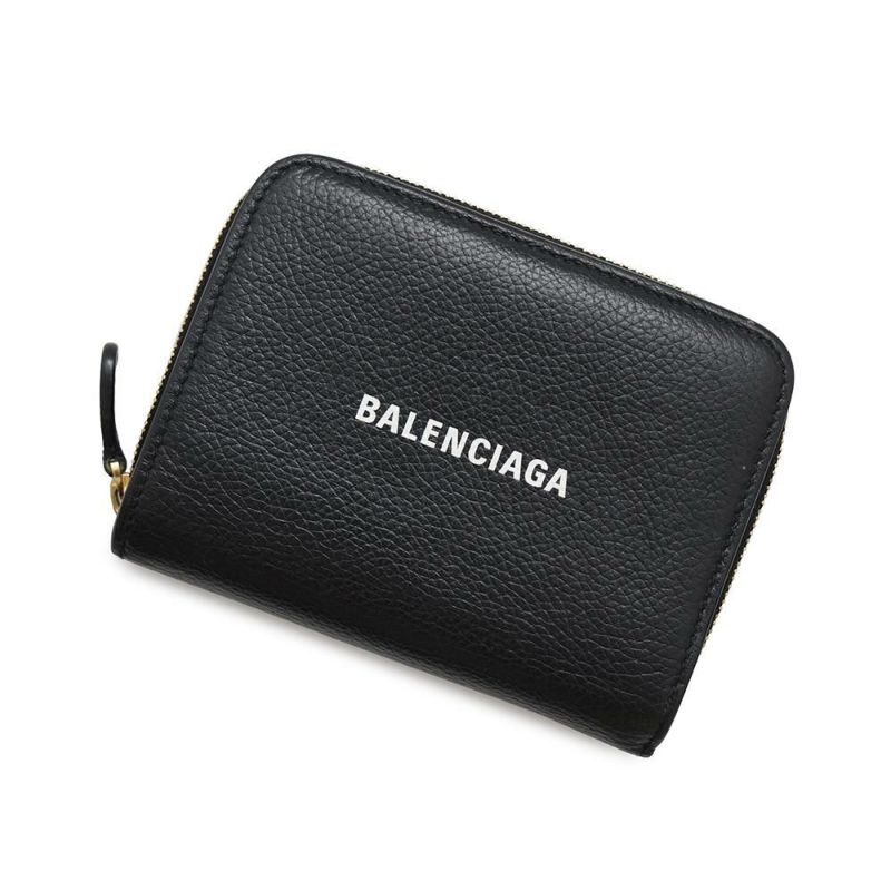 バレンシアガ 二つ折り財布 ロゴ コンパクトウォレット レザー 650871 BALENCIAGA 黒