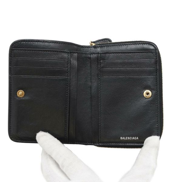 バレンシアガ 二つ折り財布 ロゴ コンパクトウォレット レザー 650871 BALENCIAGA 黒