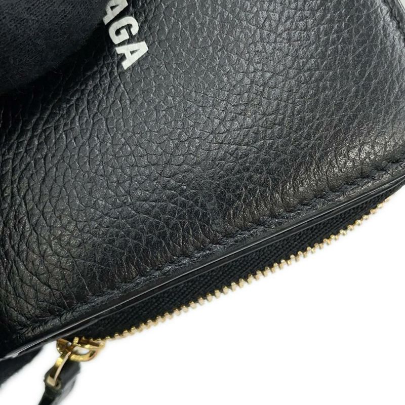 バレンシアガ 二つ折り財布 ロゴ コンパクトウォレット レザー 650871 BALENCIAGA 黒