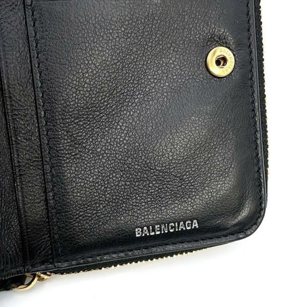 バレンシアガ 二つ折り財布 ロゴ コンパクトウォレット レザー 650871 BALENCIAGA 黒
