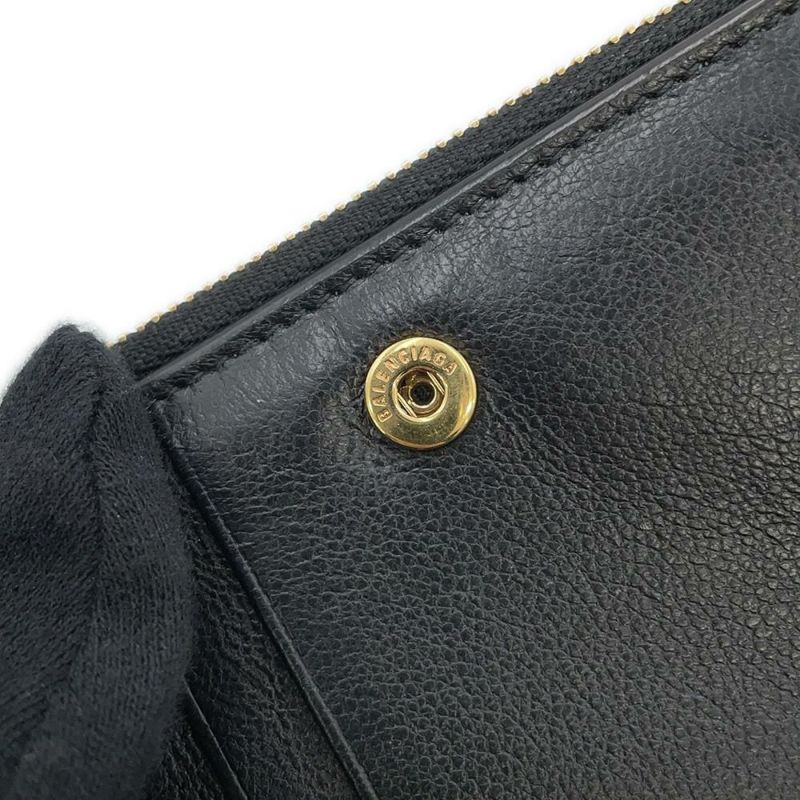 バレンシアガ 二つ折り財布 ロゴ コンパクトウォレット レザー 650871 BALENCIAGA 黒