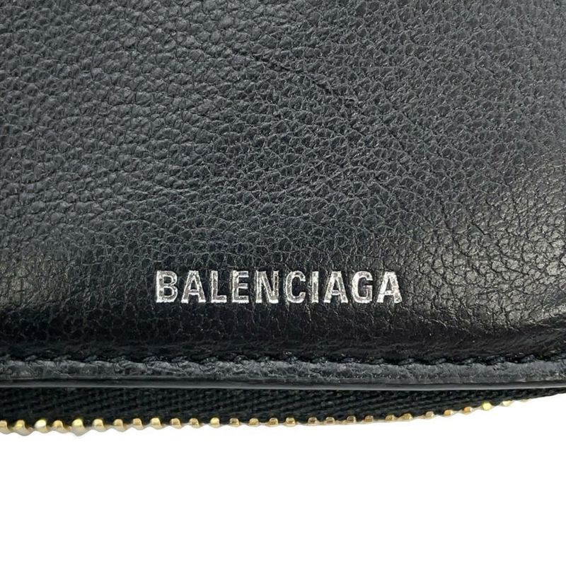 バレンシアガ 二つ折り財布 ロゴ コンパクトウォレット レザー 650871 BALENCIAGA 黒