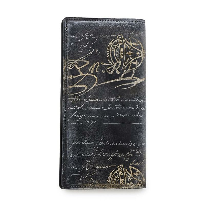 ベルルッティ 長財布 カリグラフィ レザー Berluti メンズ ロングウォレット 財布 黒 お札入れ