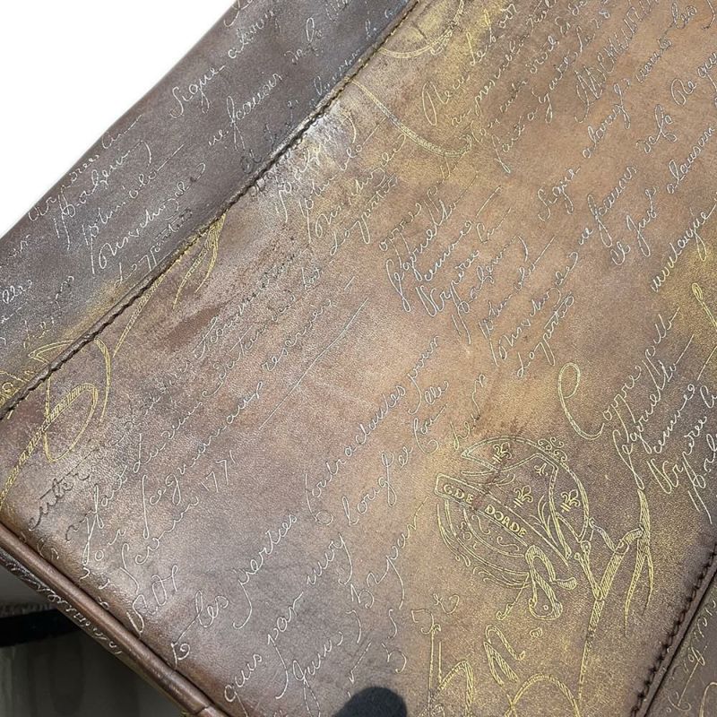 ベルルッティ ボストンバッグ カリグラフィ ゴールド・プラチナパティーヌ Berluti 2wayショルダーバッグ