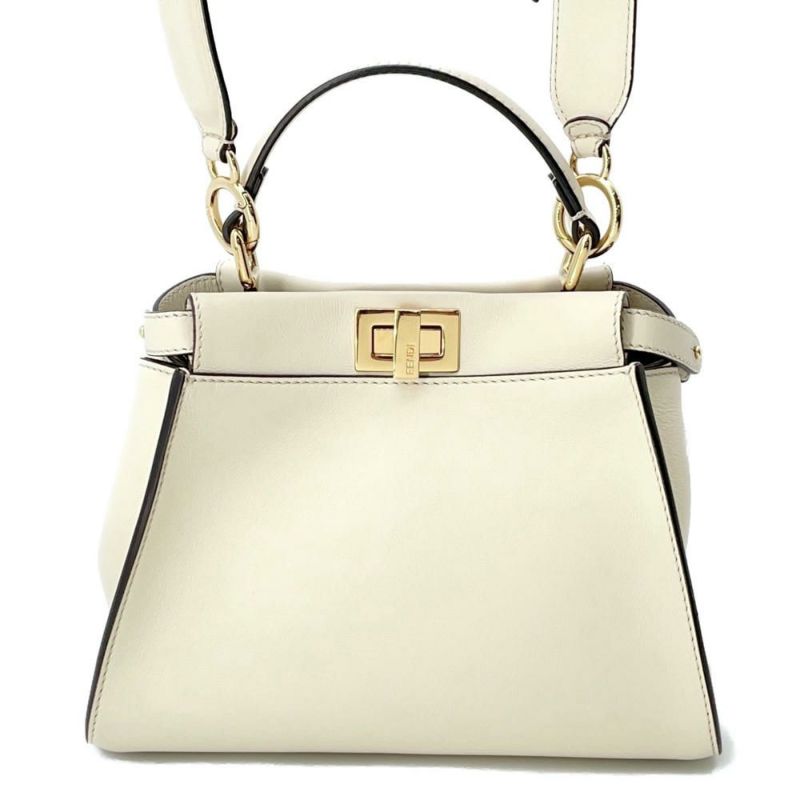 フェンディ ハンドバッグ ピーカブー ミニ カーフレザー 8BN244 FENDI 2way 白