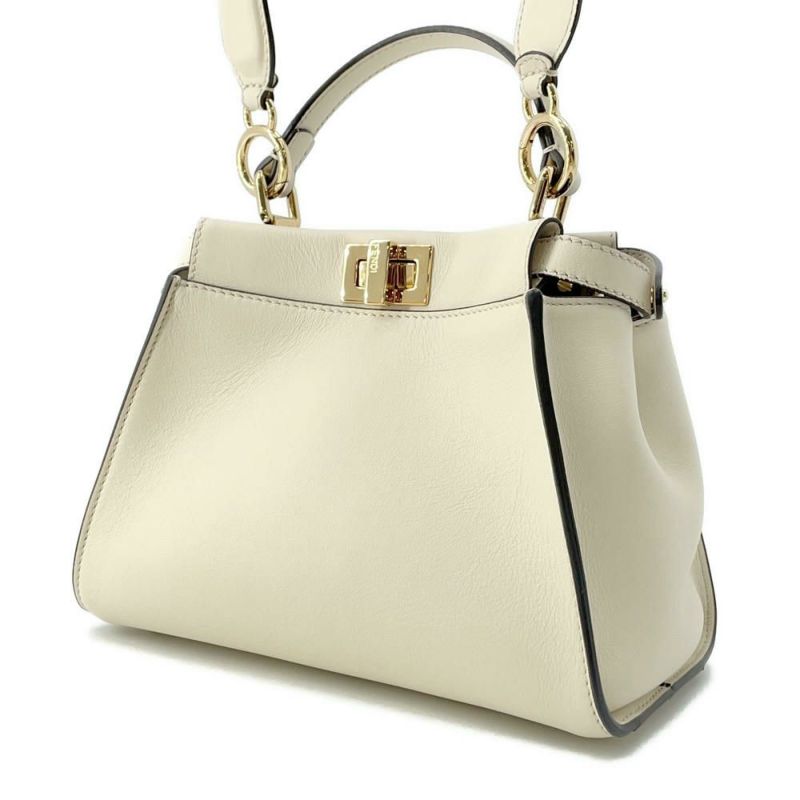 フェンディ ハンドバッグ ピーカブー ミニ カーフレザー 8BN244 FENDI 2way 白