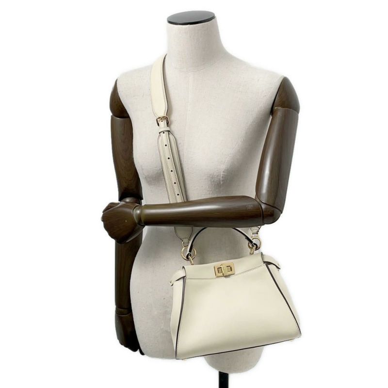 フェンディ ハンドバッグ ピーカブー ミニ カーフレザー 8BN244 FENDI 2way 白