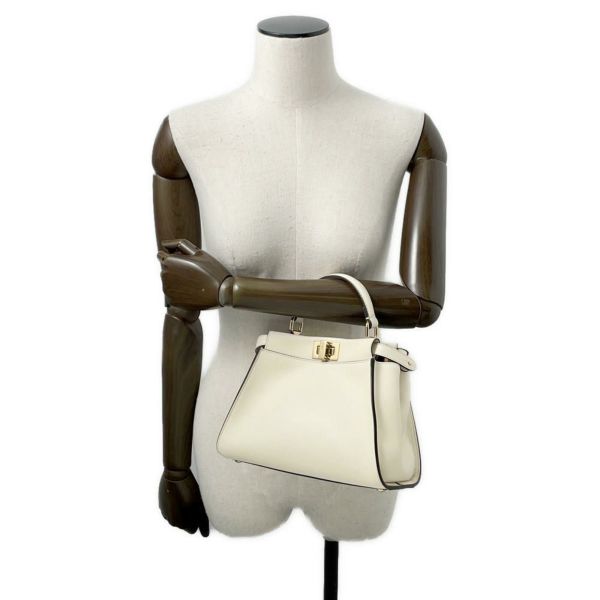 フェンディ ハンドバッグ ピーカブー ミニ カーフレザー 8BN244 FENDI 2way 白