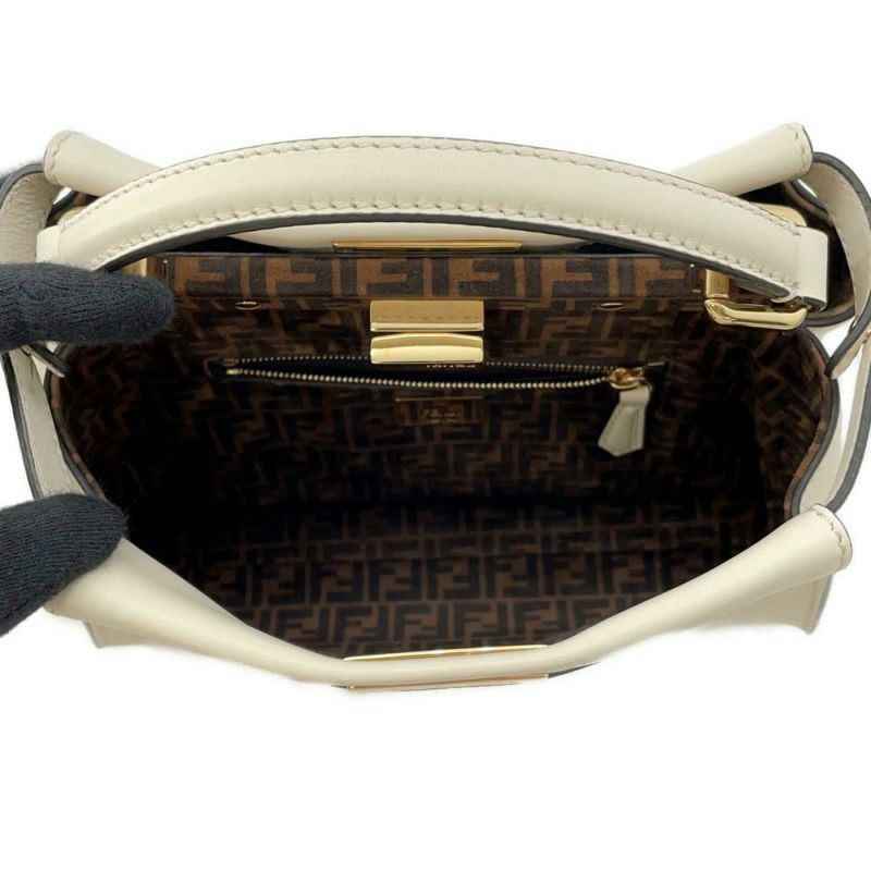 フェンディ ハンドバッグ ピーカブー ミニ カーフレザー 8BN244 FENDI 2way 白