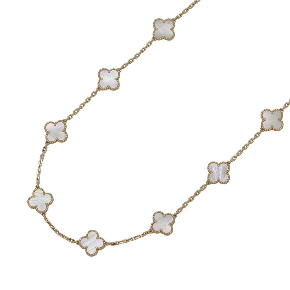 ヴァンクリーフ&アーペル ネックレス ヴィンテージ アルハンブラ ネックレス 10モチーフ マザーオブパール K18YG VCARA42800