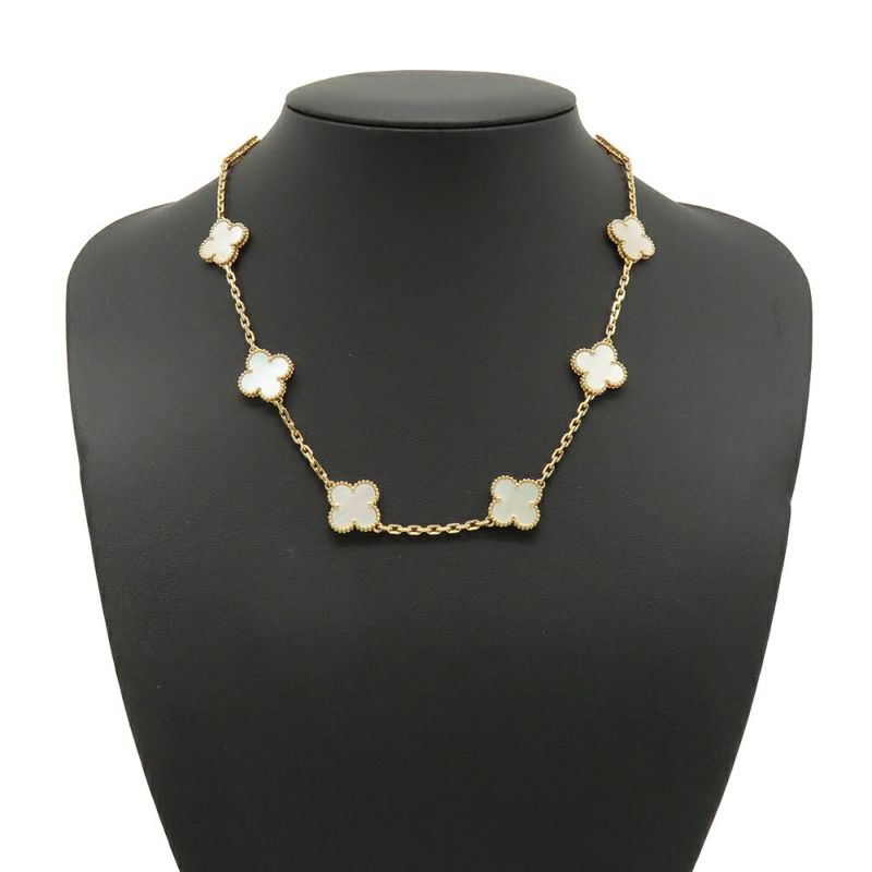 ヴァンクリーフ&アーペル ネックレス ヴィンテージ アルハンブラ ネックレス 10モチーフ マザーオブパール K18YG VCARA42800